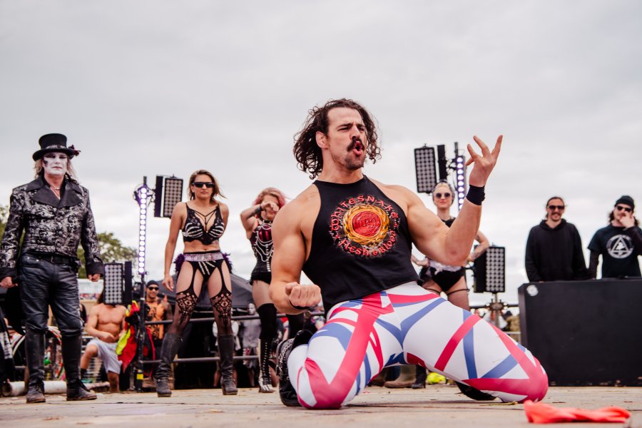 Most people playing air guitar simultaneously: 2,377 people played air guitar together in an event in the UK in 2019