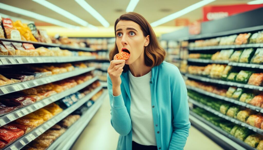 Is it acceptable to eat food in a grocery store before paying for it?